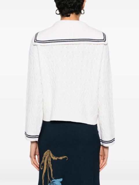 Maje striped button cardigan - White