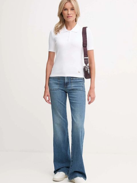 Calvin Klein Jeans polo damski kolor biały LV047C907G - zdjęcie produktu nr 2