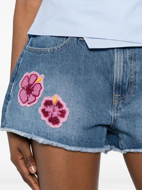 MC2 Saint Barth Musa hibiscus-patch shorts - Blue
