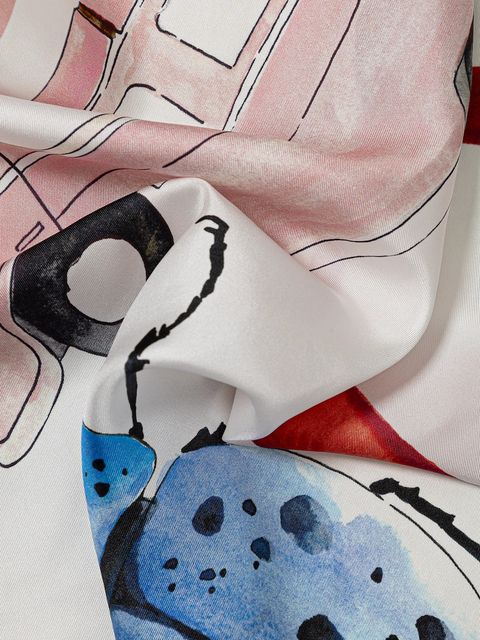 Stine Goya apaszka jedwabna 0 damska kolor biały wzorzysta SG-AW25-A010-2287