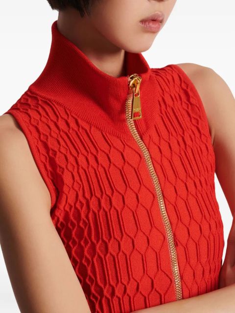 Balmain crocodile-knit top - Red