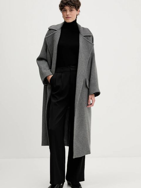 Sandro Ferrone płaszcz z dodatkiem wełny kolor szary S18YBFRADA - zdjęcie produktu nr 2