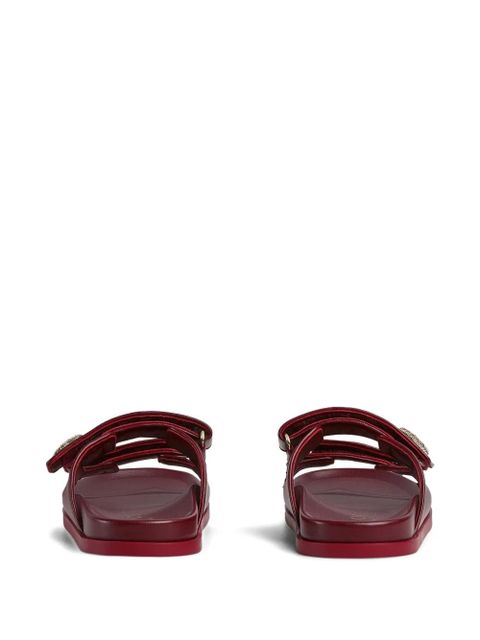 Gucci crystal double G strap sandals - Red