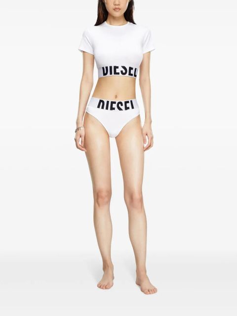 Diesel logo-underband crew-neck crop top - White