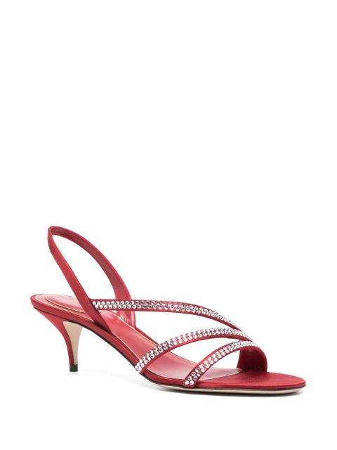 Valentino Garavani crystal-embellished kitten heel sandals - Red