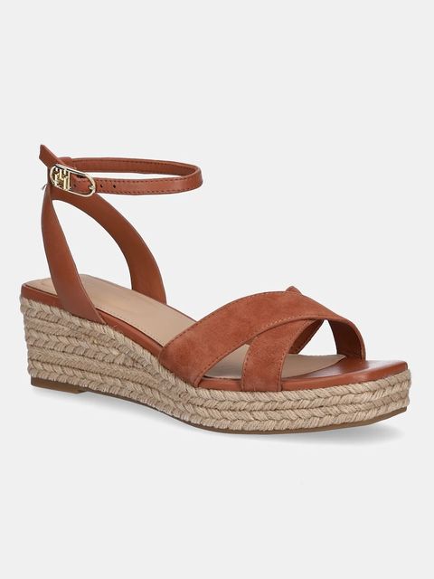 Tommy Hilfiger sandały skórzane LEATHER & SUEDE MID WEDGE ESPAD - zdjęcie produktu nr 2