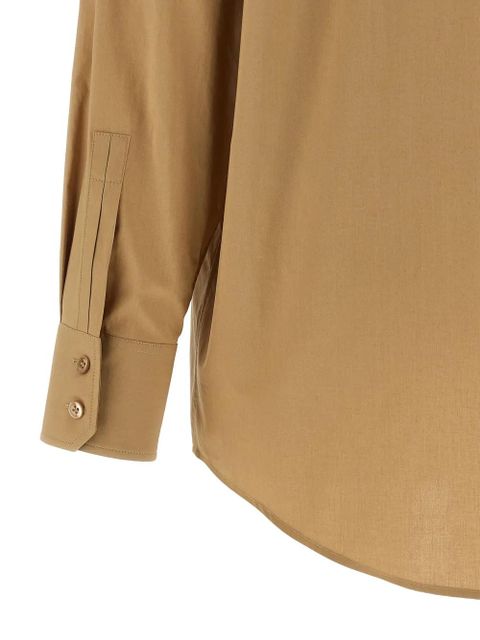 Saint Laurent embroidered-logo poplin shirt - Brown