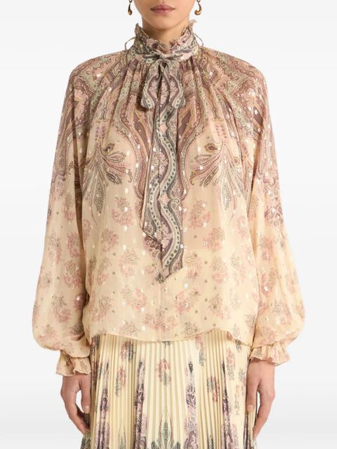 ETRO scarf print silk blouse - Neutrals
