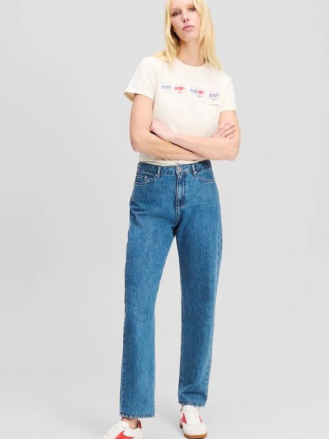 Karl Lagerfeld jeansy IKON damskie kolor niebieski A2W10152 - zdjęcie produktu nr 1