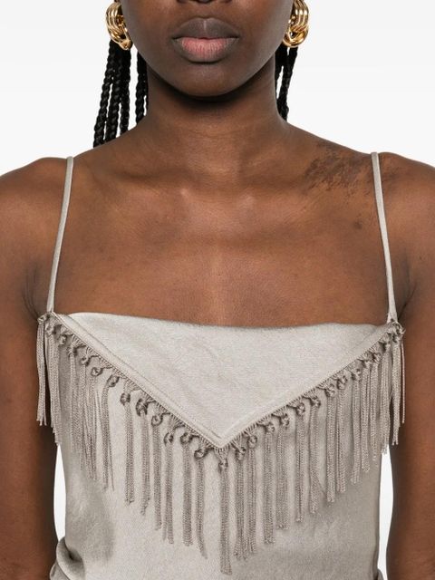 Nanushka Rachana fringe slip midi dress - Neutrals