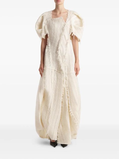 KHAITE Quintin fringed puff-sleeve maxi dress - White - zdjęcie produktu nr 1