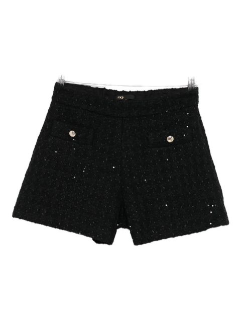 Maje sequin-embellished tweed shorts - Black