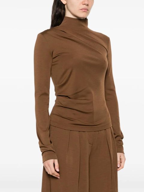 Max Mara Orme draped turtleneck top - Brown