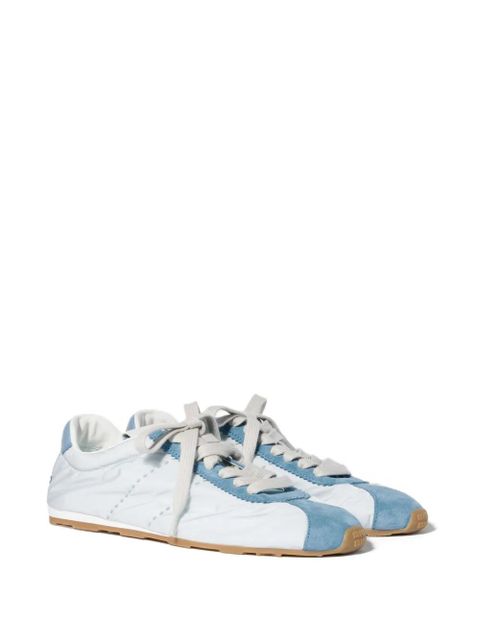 Miu Miu Plume technical fabric and suede sneakers - Blue - zdjęcie produktu nr 2