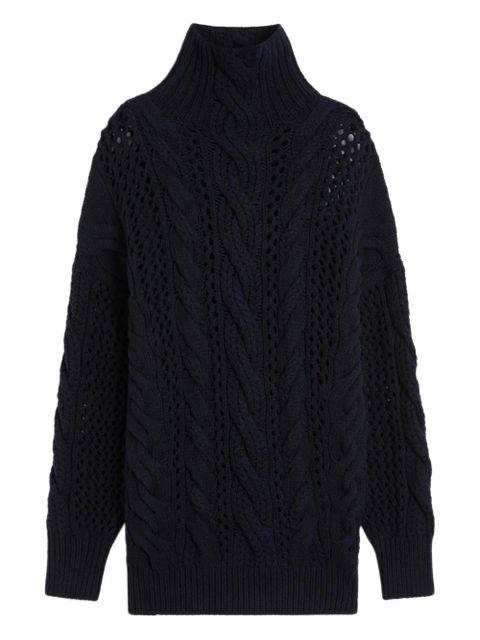Sportmax CALCO cable-knit eyelet-detail sweater - Blue - zdjęcie produktu nr 1