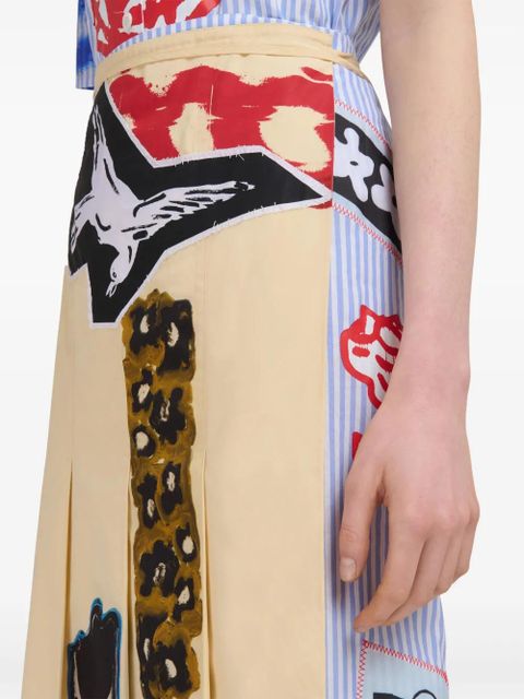 Marni graphic-print cotton skirt - Neutrals