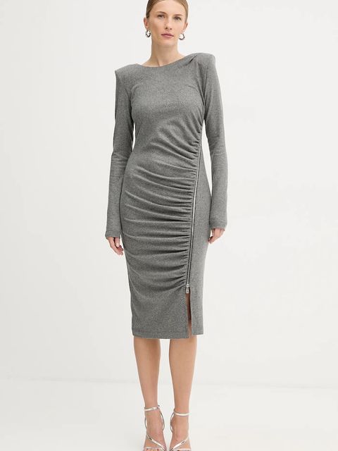 Pinko sukienka z dodatkiem wełny kolor szary mini dopasowana 106126 A2ZU - zdjęcie produktu nr 2