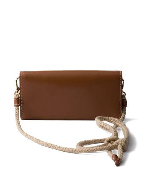Prada leather wallet with shoulder strap - Brown - zdjęcie produktu nr 2