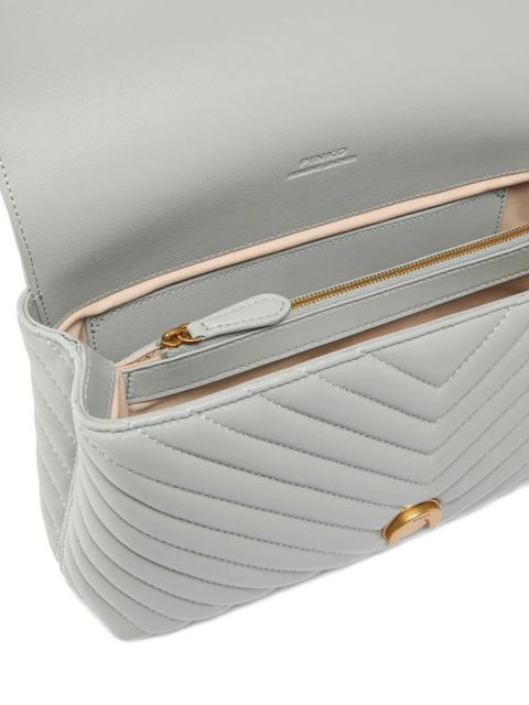 PINKO medium Love chevron-quilted appliqué tote bag - Blue