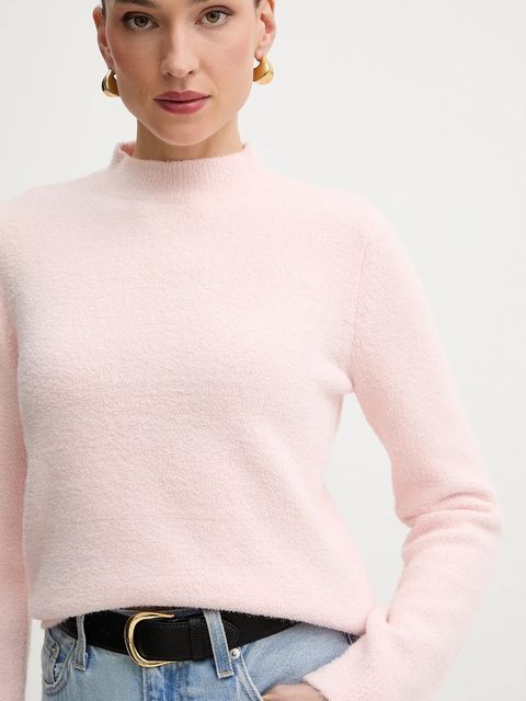 Morgan sweter damski kolor różowy z półgolfem MIRO