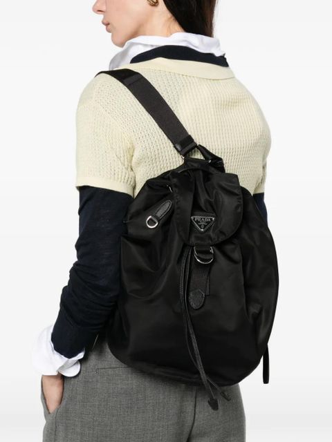 Prada logo plaque drawstring backpack - Black - zdjęcie produktu nr 2