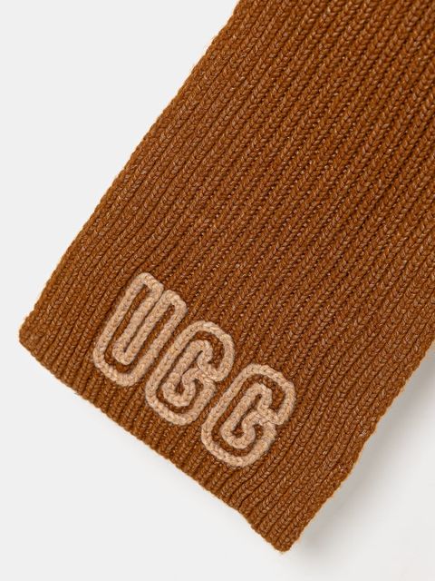 UGG szalik z domieszką wełny CHUNKY damski kolor brązowy z aplikacją 102787 - zdjęcie produktu nr 2