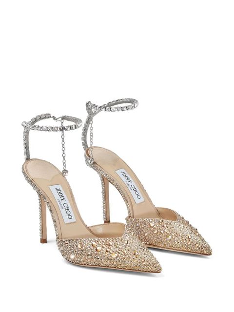 Jimmy Choo 100mm Saeda crystal-embellished pumps - Gold