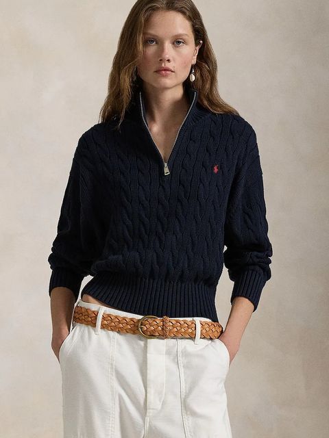 Polo Ralph Lauren sweter bawełniany kolor niebieski ciepły 211963467