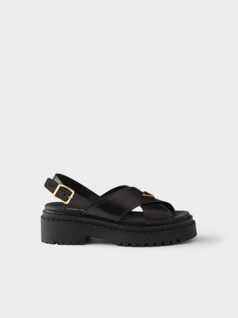 Prada leather platform sandals - Black - zdjęcie produktu nr 1