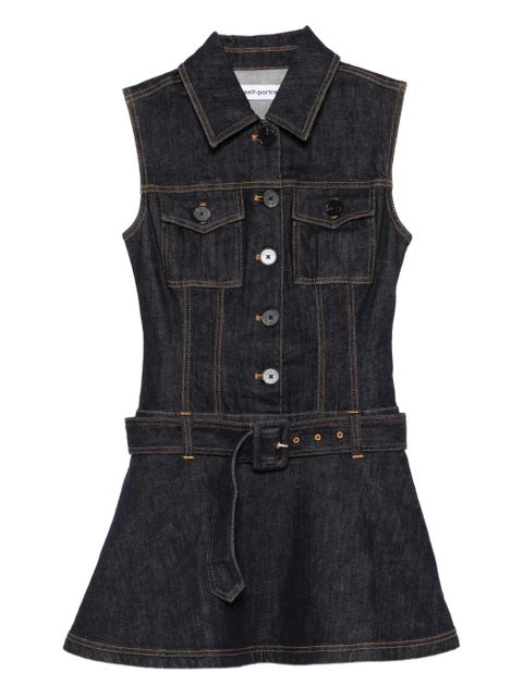 Self-Portrait belted denim mini dress - Blue - zdjęcie produktu nr 1