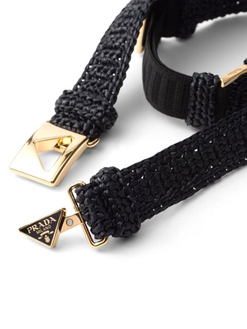 Prada triangle-logo crochet belt - Black - zdjęcie produktu nr 2
