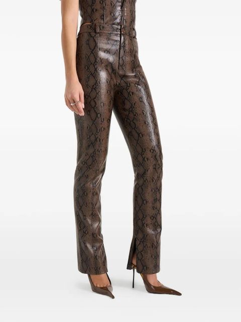 Manière De Voir Lucia python-effect button trousers - Brown