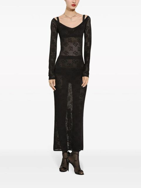 Dolce & Gabbana logo-jacquard V-neck maxi dress - Black