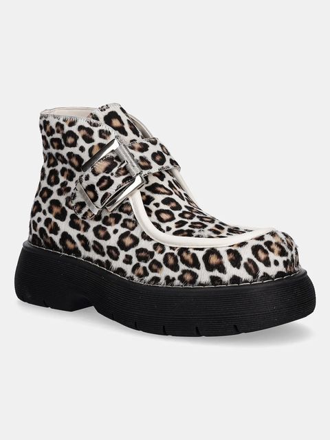 MSGM botki zamszowe damskie kolor beżowy na płaskim obcasie 3941MDS857 936 - zdjęcie produktu nr 1