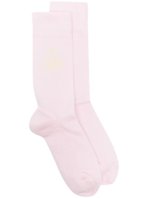 ISABEL MARANT Siloki logo-intarsia jersey socks - Pink