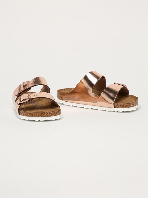 Birkenstock klapki skórzane Arizona SFB damskie kolor różowy 952093