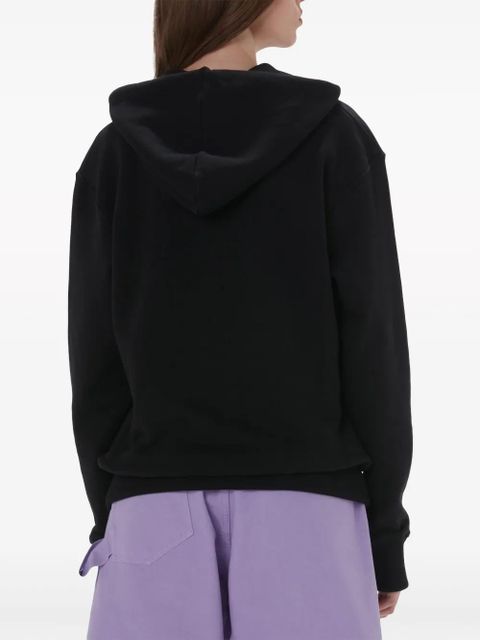 JW Anderson logo-embroidered organic cotton hoodie - Black