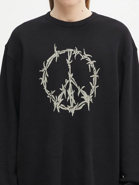 Aries bluza bawełniana Peace Press Gothic Waffle LS Tee