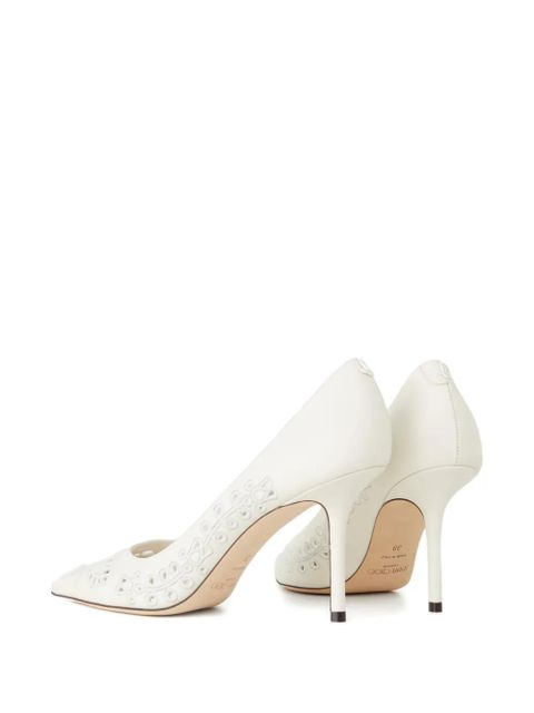 Jimmy Choo 85mm Love embroidery heeled pumps - White
