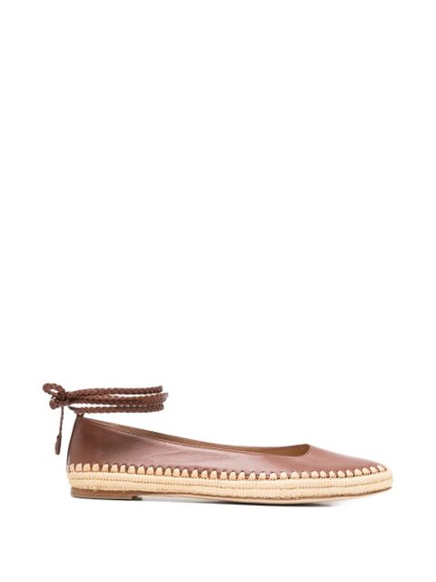 Max Mara braided-trim leather ballet flats - Brown - zdjęcie produktu nr 1