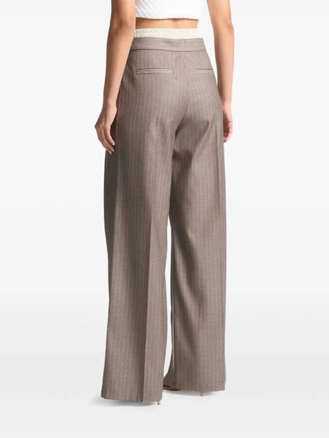 Manière De Voir Sofia satin-waistband pinstripe trousers - Brown - zdjęcie produktu nr 2