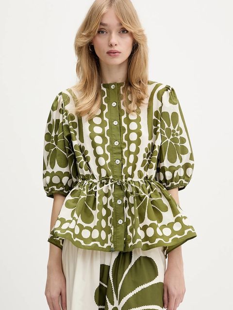 Farm Rio koszula bawełniana damskie kolor zielony regular 344603 - zdjęcie produktu nr 1