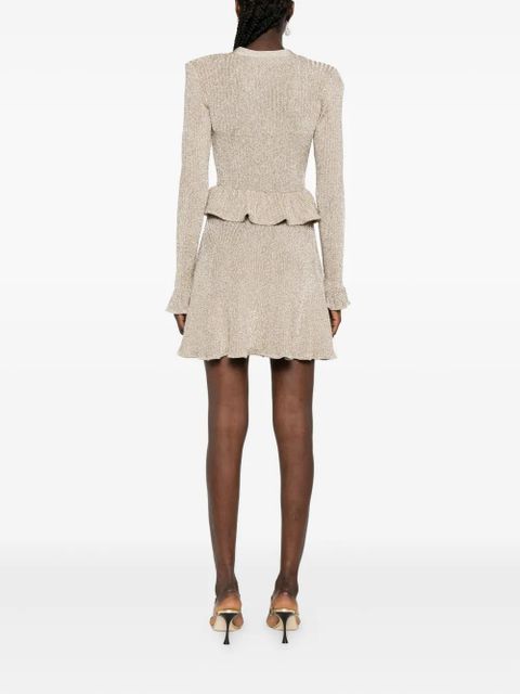 Self-Portrait peplum-waist lurex mini dress - Gold