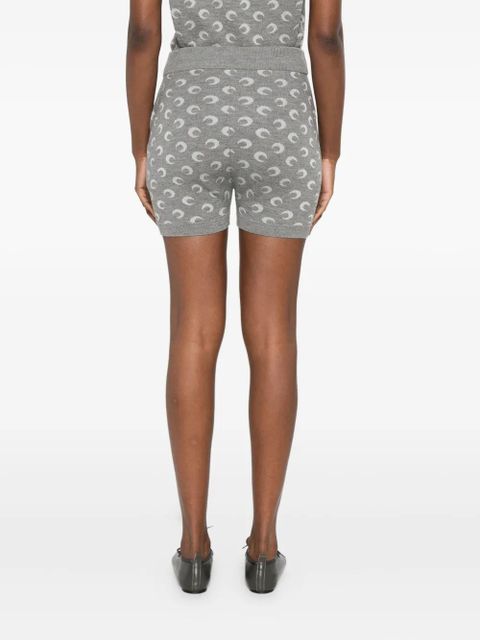 Marine Serre Moon jacquard knitted shorts - Grey