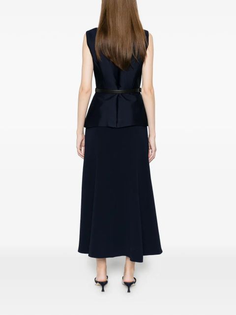 Self-Portrait ruffle-trim belted dress - Blue