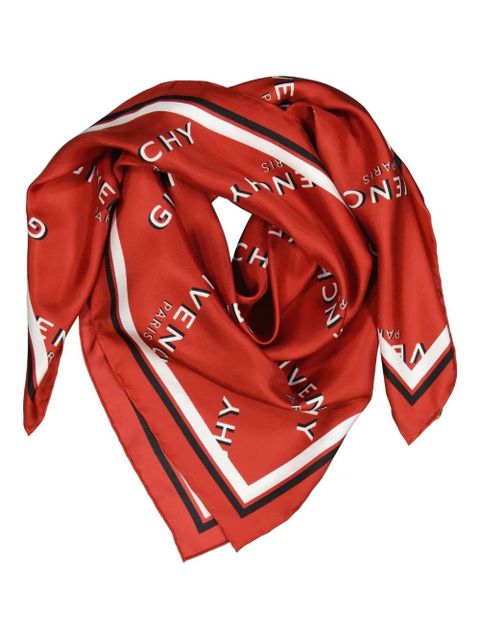 Givenchy logo-lettering silk scarf - Red