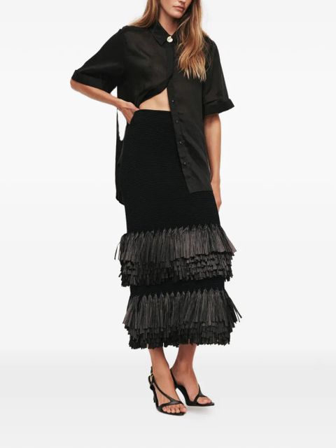 Aje Agave fringed midi skirt - Black