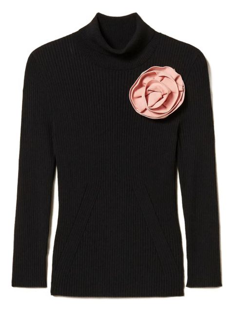 TWINSET turtle-neck brooch sweater - Black - zdjęcie produktu nr 1