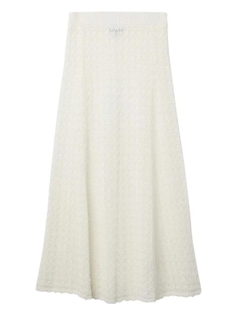 GANNI pointelle-knit maxi skirt - Neutrals