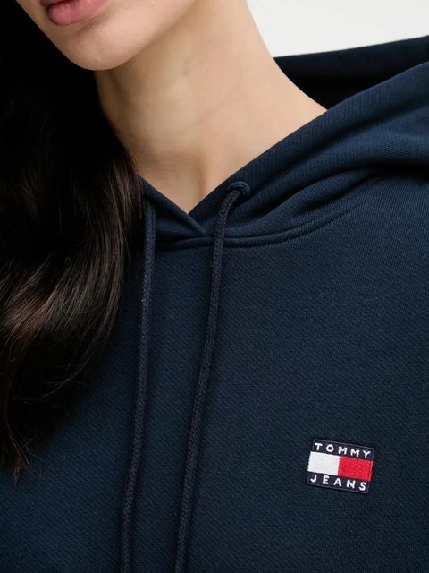 Tommy Jeans bluza bawełniana damska kolor granatowy z kapturem DW0DW19414
